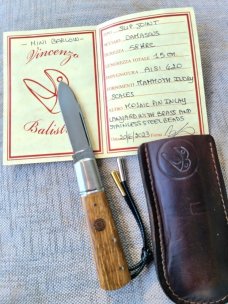 Vincenzo Balistreri Mammoth Mini Spear Barlow..Polished Damascus..3" closed..lanyard...coa and slip 