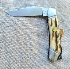 Vincenzo Balistreri Sowbelly Trapper..Sambar Stag..AEB-L...lanyard pin...3.75" ...Coa...slip
