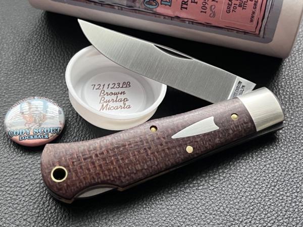 Great Eastern Cutlery GEC 721123LB Brown Burlap Micarta Cody Scout LockbackB Knife Great Eastern Cutlery GEC 721123LB Brown Burlap Micarta Cody Scout LockbackB Knife
