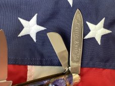 Bulldog Brand 1999 Cattle Knife with Nice Synthetic Peacock Feather Handles -NOS