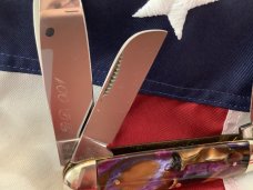 Bulldog Brand 1999 Cattle Knife with Nice Synthetic Peacock Feather Handles -NOS