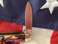 Bulldog Brand 1999 Cattle Knife with Nice Synthetic Peacock Feather Handles -NOS