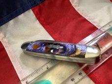 Bulldog Brand 1999 Cattle Knife with Nice Synthetic Peacock Feather Handles -NOS