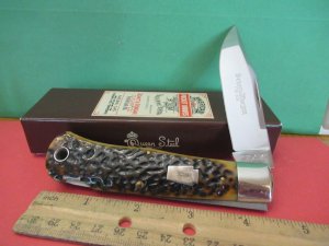 Schatt & Morgan 2003 Series XIII Mountain Man Folding Lock Back Bone Handle Pattern # 04113L