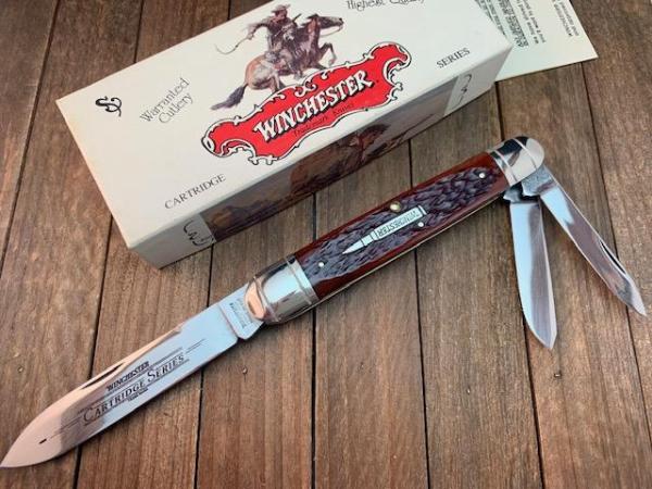 Winchester Cutlery by Queen Cartridge Series Anglo Saxon Whittler Burnt Orange Bone 1992 39101