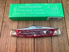 Hen and Rooster Bertram Cutlery Solingen Germany Cattle Rustler Stockman Red Jigged Bone