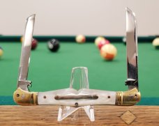 3 1/2" Double Bird's Head Bolsters, Swell Center Half Congress, imitation Pearl Handles file work