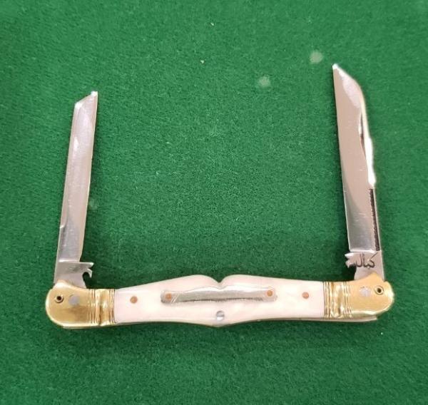 3 1/2" Double Bird's Head Bolsters, Swell Center Half Congress, imitation Pearl Handles file work