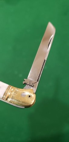 3 1/2" Double Bird's Head Bolsters, Swell Center Half Congress, imitation Pearl Handles file work