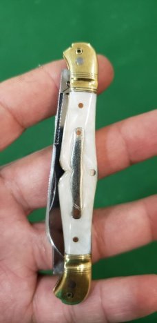 3 1/2" Double Bird's Head Bolsters, Swell Center Half Congress, imitation Pearl Handles file work