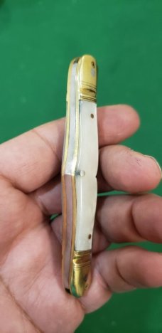 3 1/2" Double Bird's Head Bolsters, Swell Center Half Congress, imitation Pearl Handles file work
