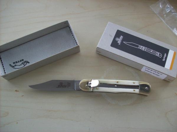 Hubertus Knife Solingen, Germany Large Size 11 White Bone Clip-Point UNUSEDNIB