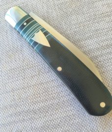 T A Davison Striper Swayback Wharnie Jack.4".Black Micarta.Cpm154...jeweled liners..#2362