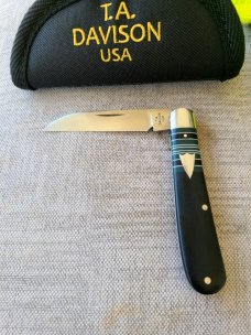 T A Davison Striper Swayback Wharnie Jack.4".Black Micarta.Cpm154...jeweled liners..#2362
