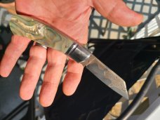 Jeff Pearce MOP and BronzeMai Native...Baker Forge stainless Blade...Fluted...4" closed..coa.pouch