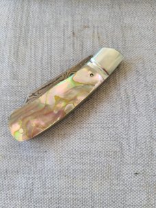 Jeff Pearce MOP and BronzeMai Native...Baker Forge stainless Blade...Fluted...4" closed..coa.pouch