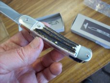 Hubertus Knife Solingen, Germany Size 10 Medium Clip-Point Genuine Stag/Antler NIB