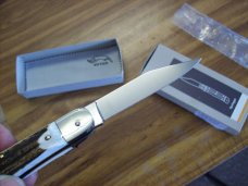Hubertus Knife Solingen, Germany Size 10 Medium Clip-Point Genuine Stag/Antler NIB