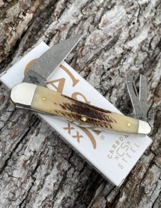 CASE XX ** 2023 VINTAGE BONE DAMASCUS SEAHORSE WHITTLER