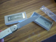 Hubertus Knife Solingen, Germany Size 10 Medium Clip-Point White Bone NIB