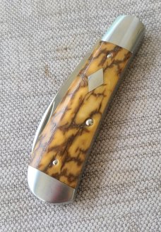 Andy Fannin Custom Mammoth Ivory Swayback...coa/slip..CPM-154...3.5" closed... diamond shield