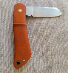 JOKnives Modern Spear Dogleg...Linen & Canvas Micarta..Cpm154..lanyard tube..4 closed