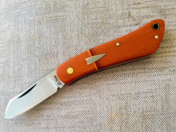JOKnives Modern Spear Dogleg...Linen & Canvas Micarta..Cpm154..lanyard tube..4 closed