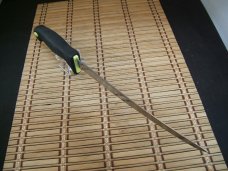 KERSHAW KAI 1259 JAPAN FIXED BLADE FISH FILET SUPER LONG SLIGHTY USED STAINLESS STEEL KNIFE & SHEATH