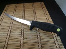KERSHAW KAI 1259 JAPAN FIXED BLADE FISH FILET SUPER LONG SLIGHTY USED STAINLESS STEEL KNIFE & SHEATH