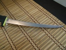 KERSHAW KAI 1259 JAPAN FIXED BLADE FISH FILET SUPER LONG SLIGHTY USED STAINLESS STEEL KNIFE & SHEATH