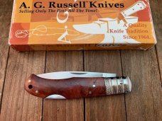 A.G. Russell Lockback Quince Burl Wood ATS-34 Blade Seki Japan 2005