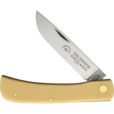 GERMAN EYE BRAND - CLODBUSTER #99  {LARGE} - ETCHED BLADE - 4 5/8" CLOSED - YELLOW HANDLES