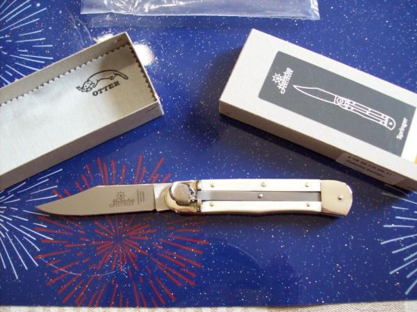 Hubertus Knife Solingen, Germany Large Size 11 White Bone Clip-Point UNUSEDNIB