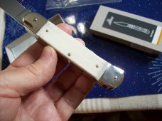 Hubertus Knife Solingen, Germany Large Size 11 White Bone Clip-Point UNUSEDNIB