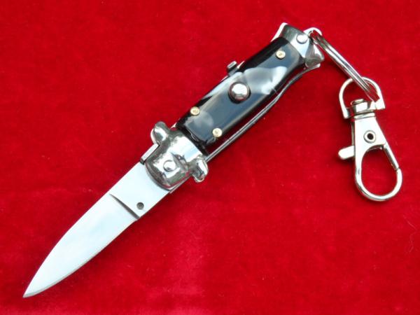 3-3/4" Italian Wasp Body Black Horn Stiletto keychain Knife II 3-3/4" Italian Wasp Body Black Horn Stiletto keychain Knife II