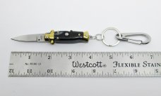 Miniature INOX Stiletto Switchblade Knife Key Chain Synthetic Horn Handle