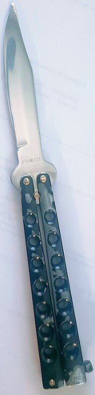 VINTAGE BAILSONG KNUCKLE BUSTER BUTTERFLY KNIFE  9" TOTAL 4" BLADE 5" HANDLE