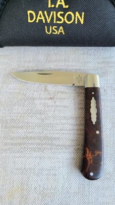 TA Davison Ironwood Honknose Trapper...Cpm154 ..4" closed...coinededge...Makers taco pouch..#2365 