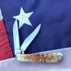 Case xx Tiny Trapper -Molasses Bone Handles & Fancy Scroll Bolsters & Limited Edition etch