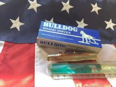 Bulldog Brand 2006 In Memory Of Jim Parker Congress Knife w BeautIful Red Stag Handles -NOS