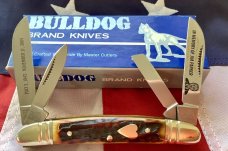 Bulldog Brand 2006 In Memory Of Jim Parker Congress Knife w BeautIful Red Stag Handles -NOS