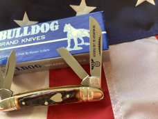 Bulldog Brand 2006 In Memory Of Jim Parker Congress Knife w BeautIful Red Stag Handles -NOS