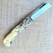 K'roo Chunky Frank...Kudu Bone...N690..3.75 closed..red Bolt Shield..red accents..coa and slip 