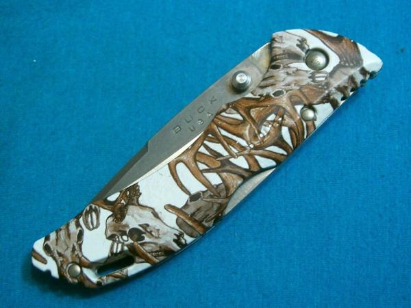 BUCK USA 285 DEER SKULL ANTLER CAMO TACTICAL LOCKBACK HUNTING SKINNING FOLDING POCKET KNIFE KNIVES BUCK USA 285 DEER SKULL ANTLER CAMO TACTICAL LOCKBACK HUNTING SKINNING FOLDING POCKET KNIFE KNIVES