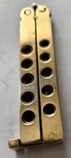 VINTAGE BAILSONG KNUCKLE BUSTER BUTTERFLY KNIFE  5.25" TOTAL 2" BLADE 3.25" BRASS HANDLE