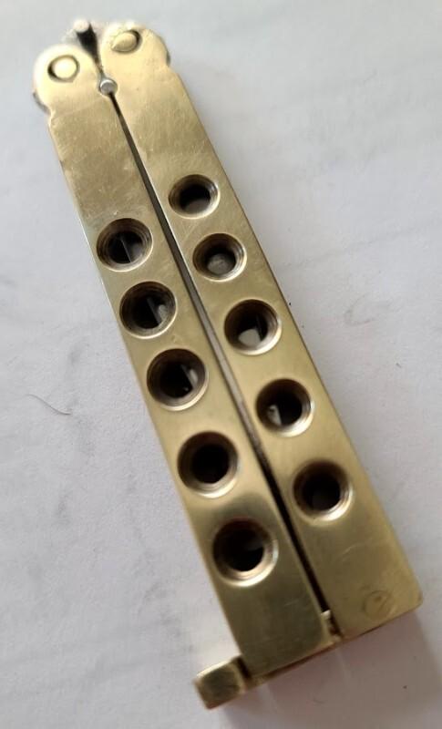 VINTAGE BAILSONG KNUCKLE BUSTER BUTTERFLY KNIFE  5.25" TOTAL 2" BLADE 3.25" BRASS HANDLE