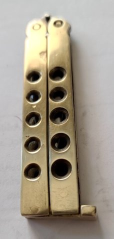 VINTAGE BAILSONG KNUCKLE BUSTER BUTTERFLY KNIFE  5.25" TOTAL 2" BLADE 3.25" BRASS HANDLE
