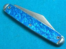 VINTAGE BLUE GLITTER SPARKLE THE IDEAL USA EQUAL END CIGAR PEN JACK FOLDING POCKET KNIFE KNIVES OLD