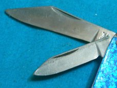 VINTAGE BLUE GLITTER SPARKLE THE IDEAL USA EQUAL END CIGAR PEN JACK FOLDING POCKET KNIFE KNIVES OLD