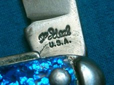 VINTAGE BLUE GLITTER SPARKLE THE IDEAL USA EQUAL END CIGAR PEN JACK FOLDING POCKET KNIFE KNIVES OLD
